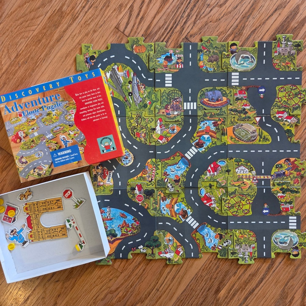 Discovery Toys Adventure Floor Puzzle Road Map 2080 1996 Vintage